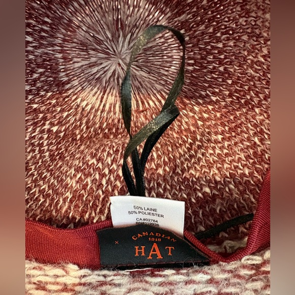 Canadian Hat 1918 Montreal Wool Blend Cloche Hat Burgundy Cream Buckle OS - Picture 6 of 10